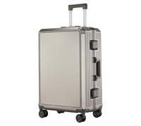 Meoky Valise à Bords durs, sans Fermeture éclair Valise avec Roues rotatives, Rouge Brique, à Carreaux-Grand Léger et Durable,Gris,24in