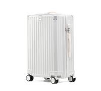 Meoky Valise À Cadre en Aluminium avec Fermeture Éclair, Valise Robuste, Épaisse Et Durable, Boîte De Mots De Passe D'embarquement De Voyage pour Hommes De 24 Pouces,Blanc,26in