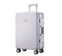 Meoky Valise de Voyage légère Petite Valise avec roulettes Spinner sans Fermeture éclair Bagage à Main PC ABS,Argent,24in