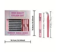 MeoMagic Kit de extensions de cils 10 rangées - 120 pièces avec pince et colle - WM30