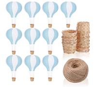 Meooeck Lot de 10 lanternes en papier à suspendre en forme de montgolfière avec paniers tissés et corde de chanvre pour loisirs créatifs, mariage, anniversaire, salle de classe, décoration d'intérieur