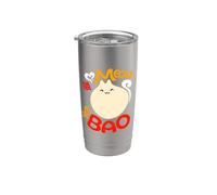 Meow Bao Éventail chinois à raviolis pour chat Gobelet isotherme en acier inoxydable double paroi