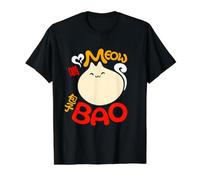 Meow Bao Éventail Chinois à raviolis pour Chat T-Shirt Graphique avec Valeur, Homme, Noir, L