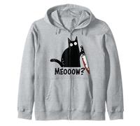 Meow? Chat Meurtre avec Couteau | Chat drôle Disant Sarcastique Sweat à Capuche