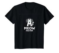 Meow Factor : Design de Logo de Chat ludique pour Les Amoureux des Animaux T-Shirt, Enfant, Noir, 10 Ans