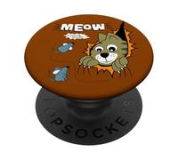 Meow Finding Mouse, Cats & Mice Illustration Graphic Designs PopSockets PopGrip Adhésif