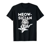 Meow Sician Drôle Chat Musicien Guitariste Rock N Roll T-Shirt Graphique avec Valeur