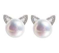 Meow Star Chat Boucles doreilles en perles de culture deau douce Boucles doreille en argent sterling159