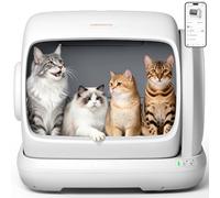 MeoWant Bac à litière autonettoyant, 106 l, entrée basse, nettoyage automatique, capteur de sécurité, protection anti-pincement brevetée, contrôle par application, inodore, tapis et insert inclus.