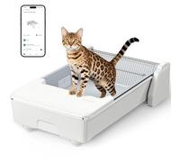 MeoWant Litiere Chat Autonettoyante, Litiere Automatique Espace Ouvert, Double Râteau/Système à Trois Moteurs Coordonnés/Anti-pincement/Ultra Sûr/Contrôlé par APP/Désodorisant
