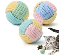 MeowAroma Balles pour chat avec grelots à l'intérieur, jouets à mâcher interactifs doux de 5,1 cm pour chats et chatons d'intérieur, balles en corde colorées avec son croustillant