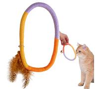 MeowAroma Jouets pour chat avec corde à mâcher avec herbe à chat naturelle rechargeable, jouet de nettoyage des dents sûr avec plume pour chatons d'intérieur, jouet d'enrichissement interactif pour
