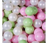 MEOWBABY 200 ∅ 7Cm Balles pour Piscine Ŕ Balles Bébé Adapté aux Enfants Plastiques Boule pour Bebe Parc Jouets pour Les Tout-Petits Fabriqué en UE Colorées Blanc/Rose Pastel/Vert Clair