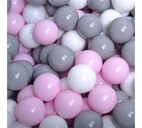 MEOWBABY 200 ∅ 7Cm Balles pour Piscine Ŕ Balles Bébé Adapté aux Enfants Plastiques Boule pour Bebe Parc Jouets pour Les Tout-Petits Fabriqué en UE Colorées Blanc/Gris/Rose Pastel