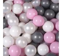 MEOWBABY 200 ∅ 7Cm Balles pour Piscine Ŕ Balles Bébé Adapté aux Enfants Plastiques Boule pour Bebe Parc Jouets pour Les Tout-Petits Fabriqué en UE Colorées Rose Pastel/Blanc/Blanc Perle/Argent