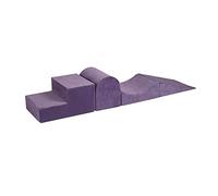 MEOWBABY 4 Elements Soft Foam Blocks Playset - Aire de Jeux 145x45cm pour Bébés et Tout-Petits, Blocs d'escalade d'intérieur, Aire de Jeux intérieure pour Enfants - Durable, Léger, Velours, Bleu Gris