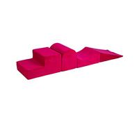 MEOWBABY 4 Elements Soft Foam Blocks Playset - Aire de Jeux 145x45cm pour Bébés et Tout-Petits, Blocs d'escalade d'intérieur, Aire de Jeux intérieure pour Enfants - Durable, Léger, Velours, Magenta