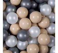 MEOWBABY 50/500 ∅ 7Cm Balles pour Piscine Ŕ Balles Bébé Adapté aux Enfants Plastiques Boule pour Bebe Parc Jouets pour Les Tout-Petits Fabriqué en UE Colorées Beige/Argent/Blanc Perle