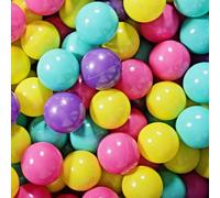 MEOWBABY 50 ∅ 7Cm Balles pour Piscine Ŕ Balles Bébé Adapté aux Enfants Plastiques Boule pour Bebe Parc Jouets pour Les Tout-Petits Fabriqué en UE Colorées Turquoise/Lila/Rose foncé/Citron