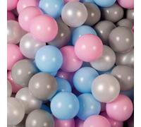 MEOWBABY 50 ∅ 7Cm Balles pour Piscine Ŕ Balles Bébé Adapté aux Enfants Plastiques Boule pour Bebe Parc Jouets pour Les Tout-Petits Fabriqué en UE Colorées Gris/Bleu Bébé/Rose Pastel/Blanc Perle