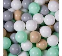 MEOWBABY 50 ∅ 7Cm Balles pour Piscine Ŕ Balles Bébé Adapté aux Enfants Plastiques Boule pour Bebe Parc Jouets pour Les Tout-Petits Fabriqué en UE Colorées Gris/Blanc/Beige/Menthe