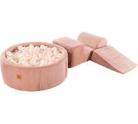 MeowBaby® Aire de jeux en mousse 3 éléments avec piscine à balles rondes, 200 balles, velours côtelé, Rose : Perle blanche