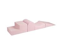 MEOWBABY Aire De Jeux en Mousse pour Enfants - 4 Élément Blocs d'escalade, Velvet, Rose Poudré