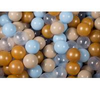 MeowBaby balles en plastique pour piscine à balles 7cm, balles de jeu en plastique pour bébé, 200 pièces : or/bleu/beige/transparent