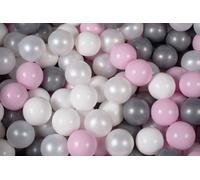 MeowBaby balles en plastique pour piscine à balles 7cm, balles de jeu en plastique pour bébé, 200 pièces : blanc/nacré/argent/rose pastel