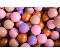 MeowBaby balles en plastique pour piscine à balles 7cm, balles de jeu en plastique pour bébé, 200 pièces : beige/or/pays de bruyère/rose pastel