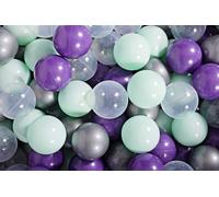 MeowBaby balles en plastique pour piscine à balles 7cm, balles de jeu en plastique pour bébé, 300 pièces : Violet/Mint/Argent/Transparent