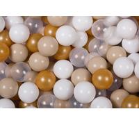 MeowBaby balles en plastique pour piscine à balles 7cm, balles de jeu en plastique pour bébé, 300 pièces : or/beige/blanc/transparent