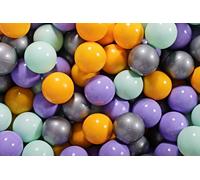 MeowBaby balles en plastique pour piscine à balles 7cm, balles de jeu en plastique pour bébé, 300 pièces : Bruyère/Jaune/Ment/Argent