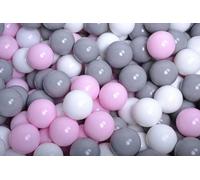 MeowBaby balles en plastique pour piscine à balles 7cm, balles de jeu en plastique pour bébé, 300 pièces : gris/rose pastel/blanc