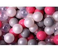 MeowBaby balles en plastique pour piscine à balles 7cm, balles de jeu en plastique pour bébé, 300 pièces : nacre/gris/rose clair/transparent