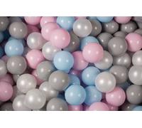 MeowBaby balles en plastique pour piscine à balles 7cm, balles de jeu en plastique pour bébé, 50 pièces : bleu ciel/rose pastel/nacre/gris
