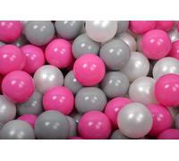MeowBaby balles en plastique pour piscine à balles 7cm, balles de jeu en plastique pour bébé, 50 pièces : nacre/gris/rose foncé