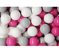 MeowBaby balles en plastique pour piscine à balles 7cm, balles de jeu en plastique pour bébé, 50 pièces : gris/blanc/rose foncé