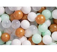 MeowBaby balles en plastique pour piscine à balles 7cm, balles de jeu en plastique pour bébé, 50 pièces : or/transparent/min/blanc