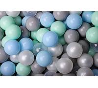 MeowBaby balles en plastique pour piscine à balles 7cm, balles de jeu en plastique pour bébés, 300 pièces : menthe/bleu/gris/nacré/transparent