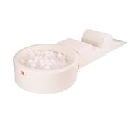 MEOWBABY Blocs d'escalade en Mousse Souple avec Piscine à Balles de 90x30 cm et 200 Balles - Aire de Jeu Intérieure pour Bébés et Tout-Petits - Résistant, Léger, Boucle, Blanc: Blanc/Transparent