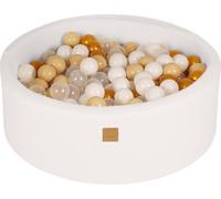 MeowBaby Boucle Blanc Piscine à balles ronde 90x30cm, balles : Or/Beige/Blanc/Transparent