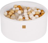 MeowBaby Boucle Blanc Piscine à balles ronde 90x40cm, balles : Or/Beige/Blanc/Transparent