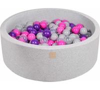 MeowBaby Boule de bain ronde gris clair 90x30cm, boules : rose foncé/violet/transparent/gris