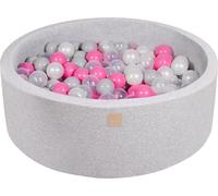 MeowBaby Boule de bain ronde gris clair 90x30cm, boules : transparent/rose clair/perle/gris