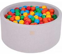 MeowBaby Boule de bain ronde gris clair 90x40cm, boules : jaune/rouge/vert foncé/orange/bleu