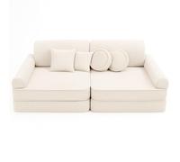 MEOWBABY Canape Enfant - Chauffeuse Enfant, Canapés pour Enfants, Canapé Bébé, Chauffeuse 1 Place Enfant, Canapé Enfant Convertible, Aesthetic, Écru