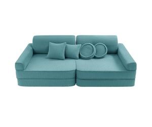 MEOWBABY Canape Enfant - Chauffeuse Enfant, Canapés pour Enfants, Canapé Bébé, Chauffeuse 1 Place Enfant, Canapé Enfant Convertible, Aesthetic, Turquoise