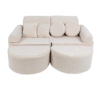 MEOWBABY Canapé Enfant Convertible - Mini Canapé Modulable et Chauffeuse Enfant Pliable pour Chambre - Canape Enfant Dépliant et Confortable, Bearly, Crémeux