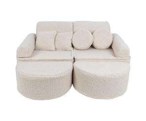 MEOWBABY Canapé Enfant Convertible - Mini Canapé Modulable et Chauffeuse Enfant Pliable pour Chambre - Canape Enfant Dépliant et Confortable, Bearly, Crémeux